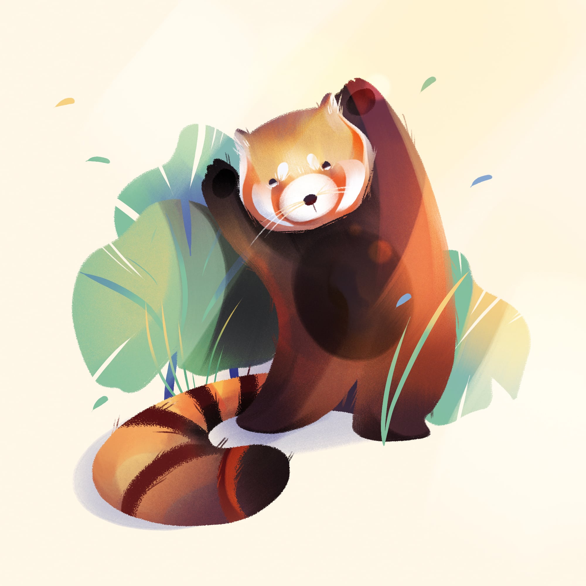 Cute animals in expressive brushed style