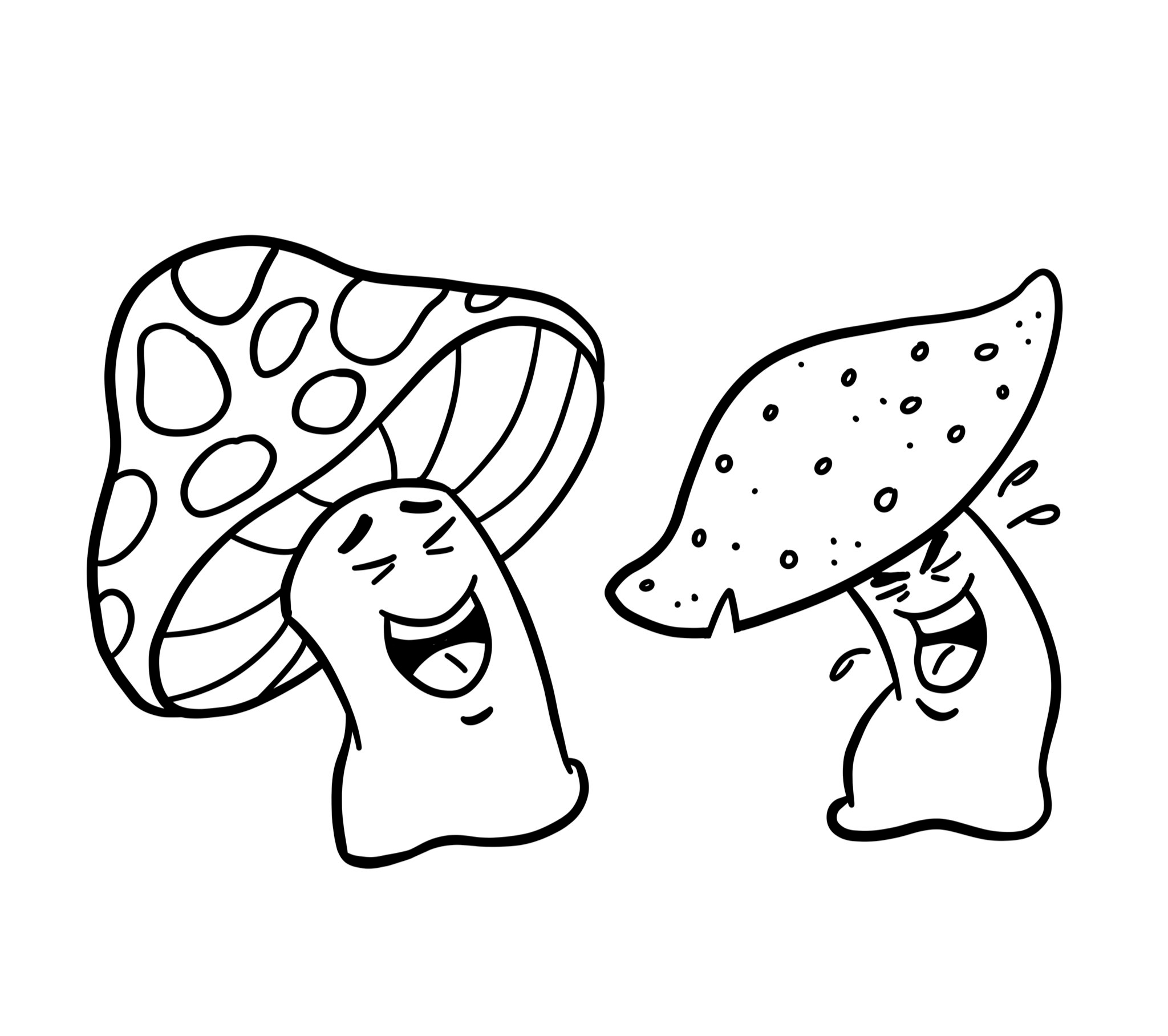 Laughing mushrooms. Activity book full of scratch-off art pages, coloring pages, games, and puzzles. Publisher: Get Creative 6. Art Director Jennifer Markson. Illustration by Scott DuBar.