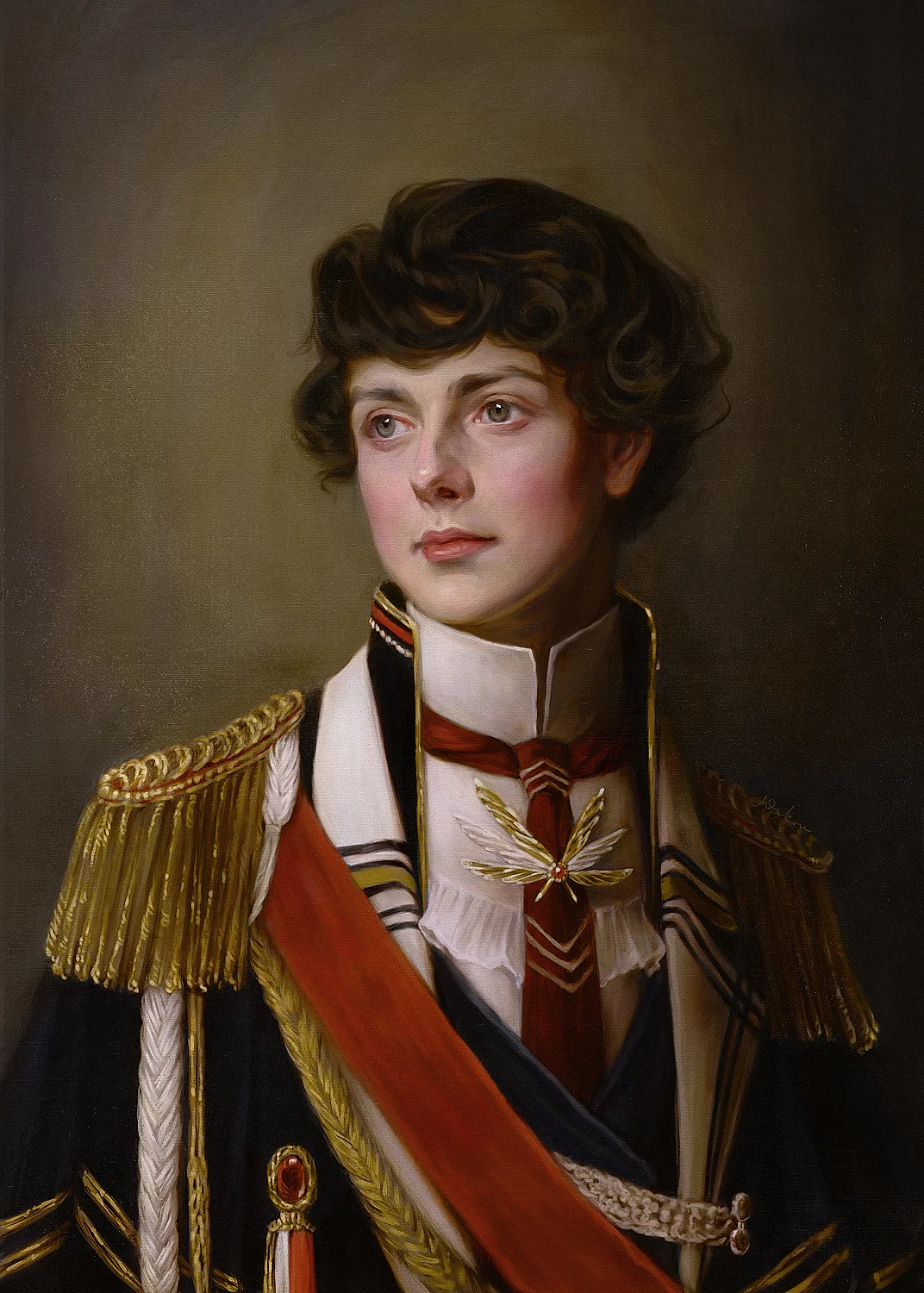 Traditional portrait in accurate pastiche style of art history old master painting.