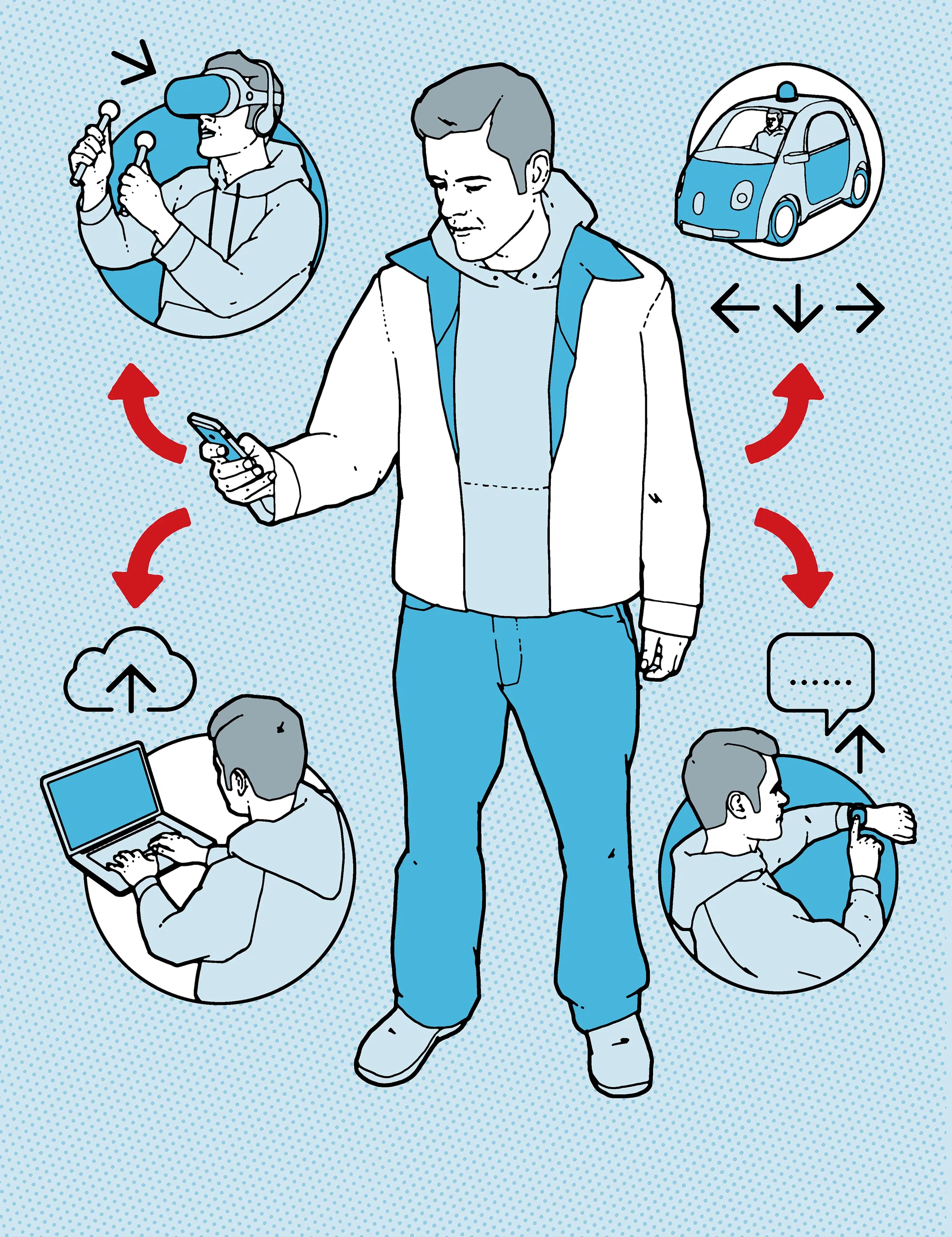 Graphic illustration drawn in instructional leaflet style
