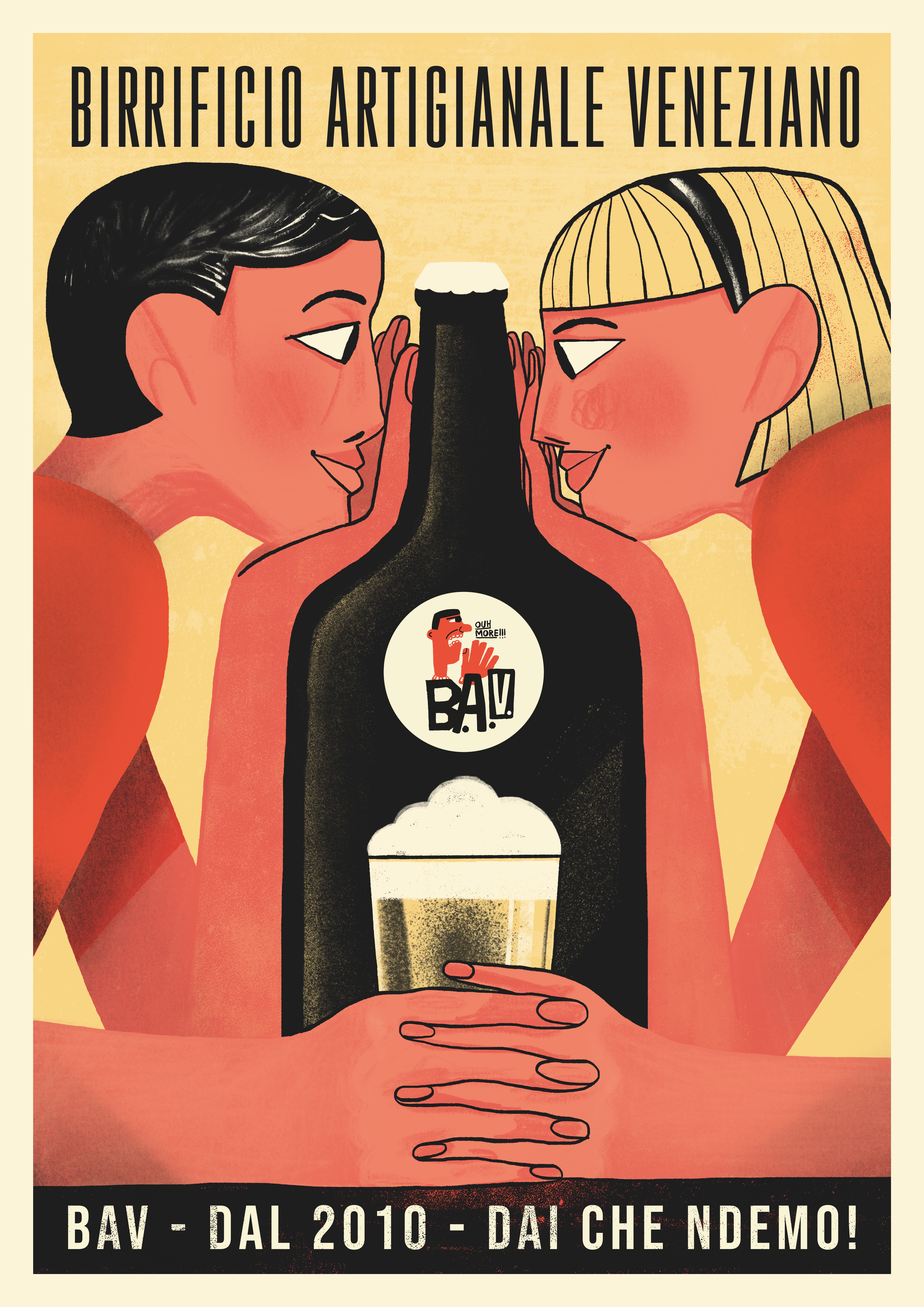 Fine Art print for the Garance & Marion Art Gallery in collaboration with BAV Brewery

ABOUT THIS ARTWORK:

BAV, our trusted Venetian Craft Brewery produces its beers with love. Mattia immediately bonded with them, creating a working relationship and friendship, collaborating with his illustrations for various labels designed, adding to the artists who populate the fantasy world of the brewery.

From this relationship was born the first official poster, inspired by the advertising posters of the