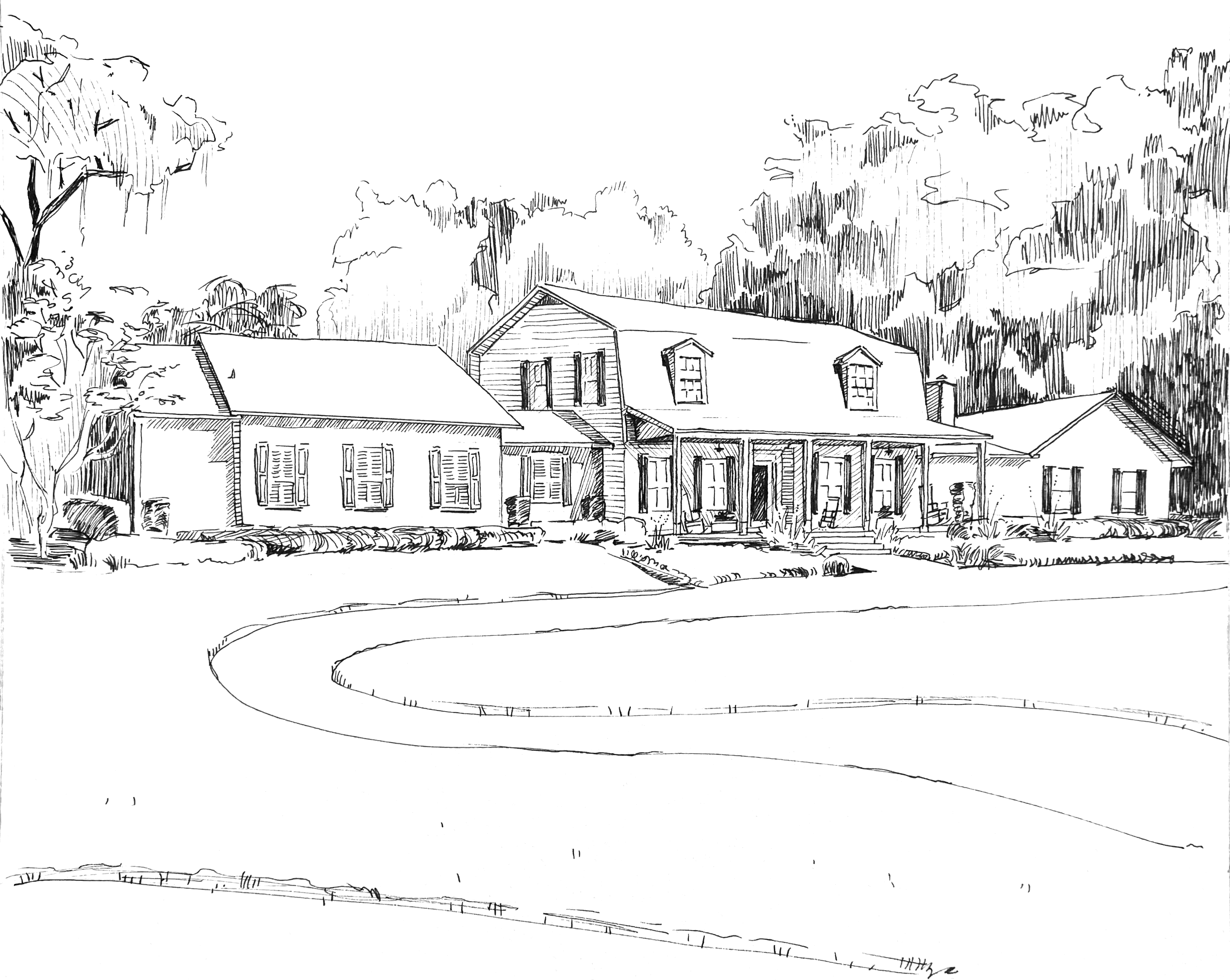 Pen illustration of a private residence
