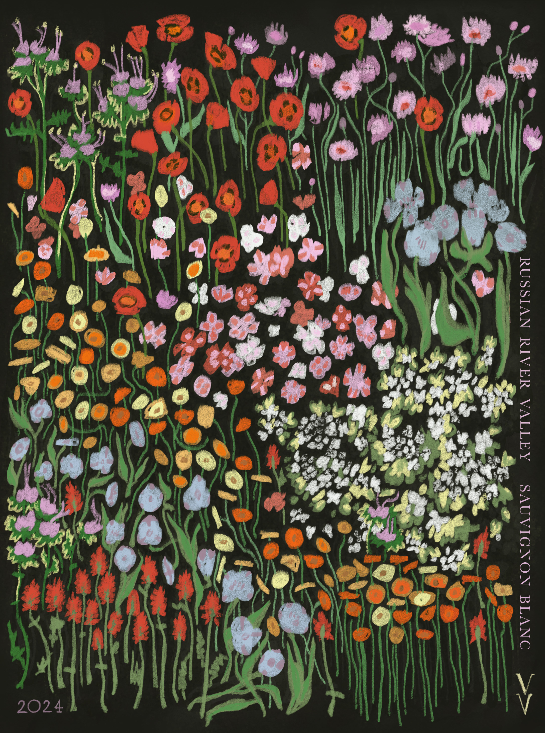 Vannucci Vineyards Sauvignon Blanc Label, an homage to California wildflowers