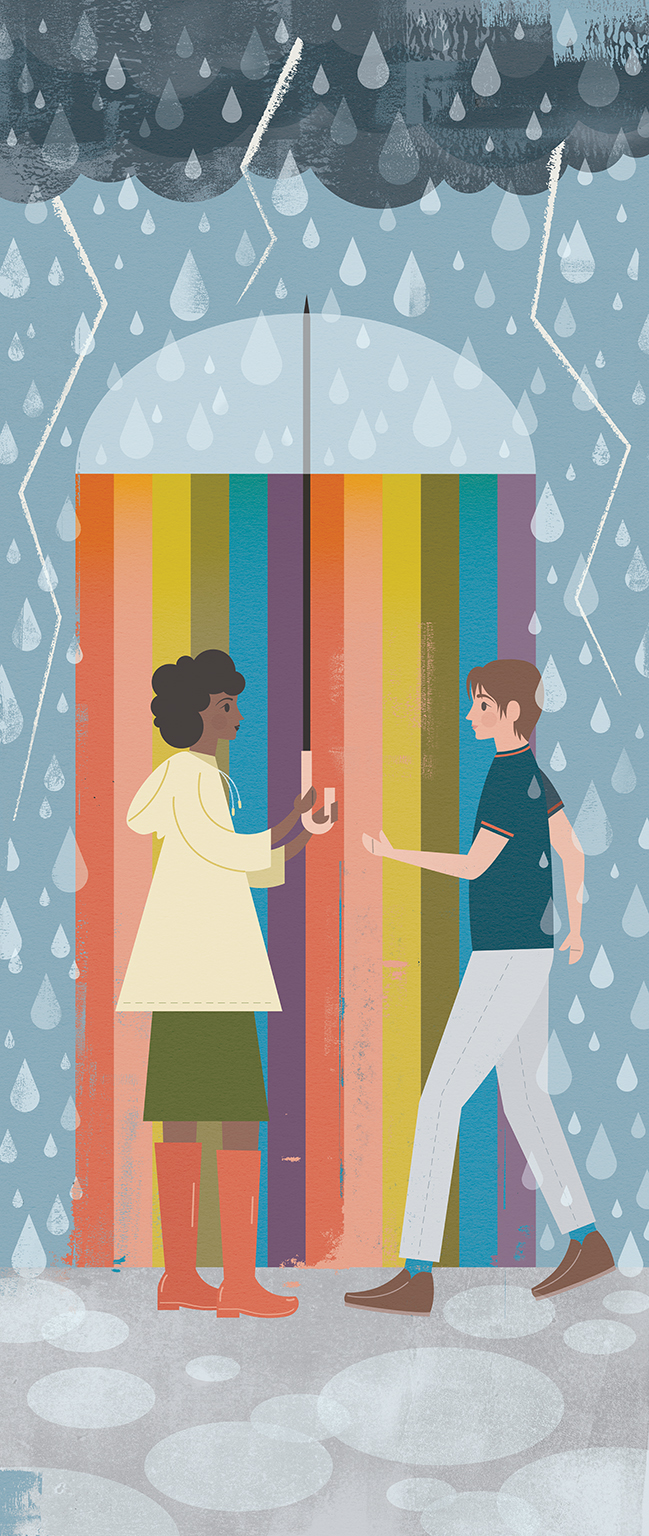 Banner celebrating Pride and creating safe spaces