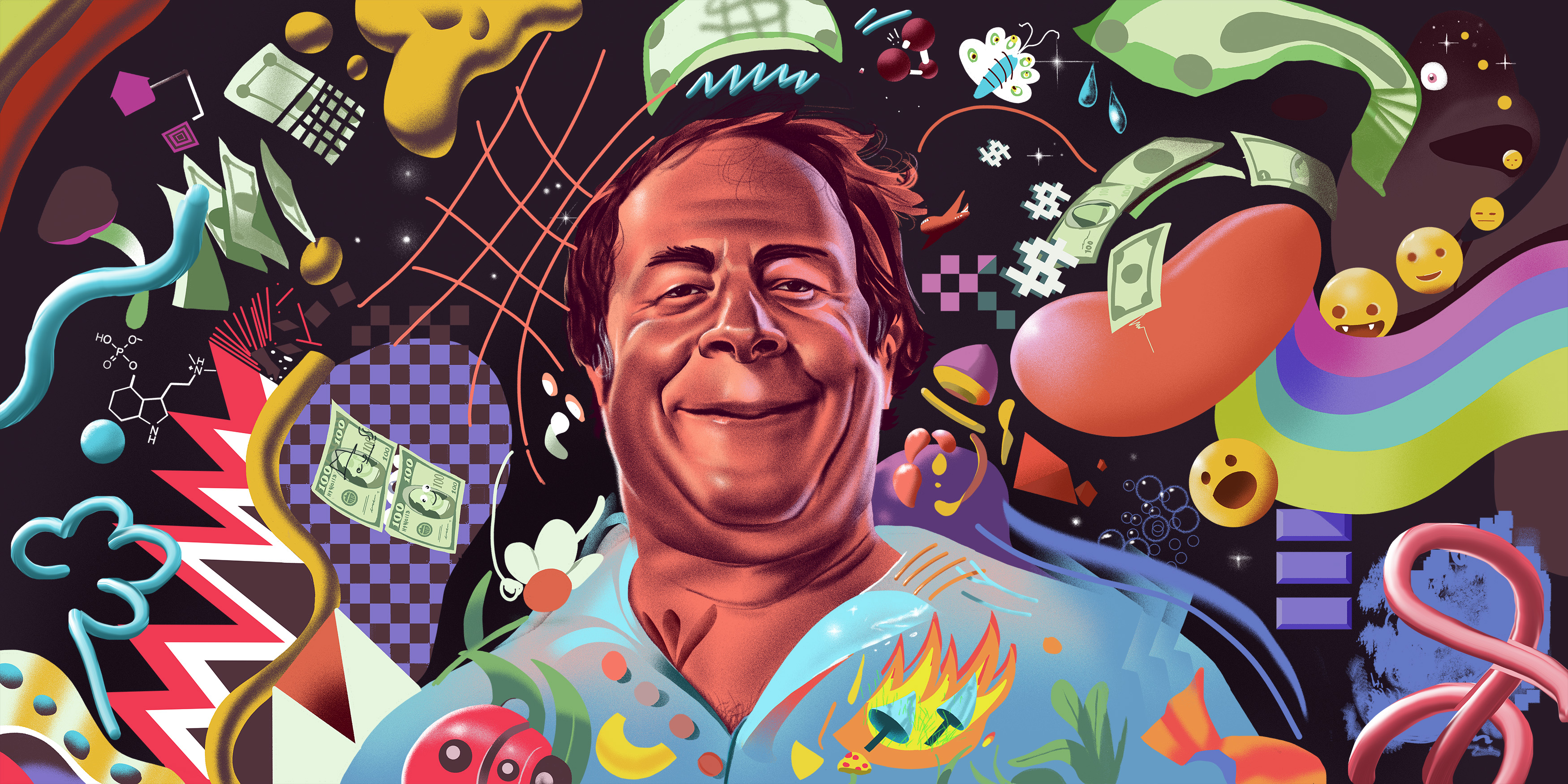 MDMA therapy could be legal by summer. Why are so many advocates sounding the alarm? For Business Insider, an illustration of an portrait and psychedelic imagery around the portrait