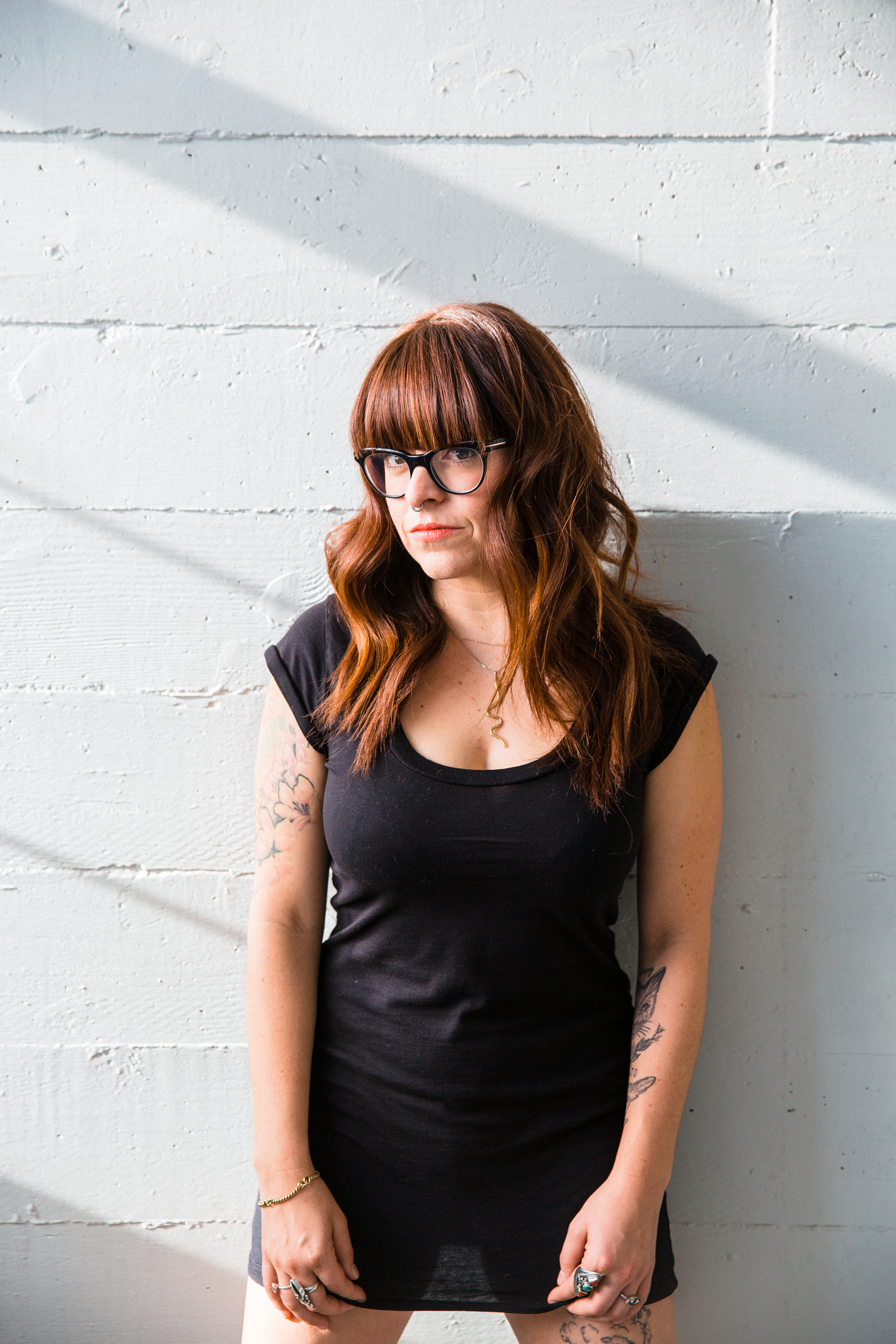 A portrait of Michelle Reindal, producer, shot on location.