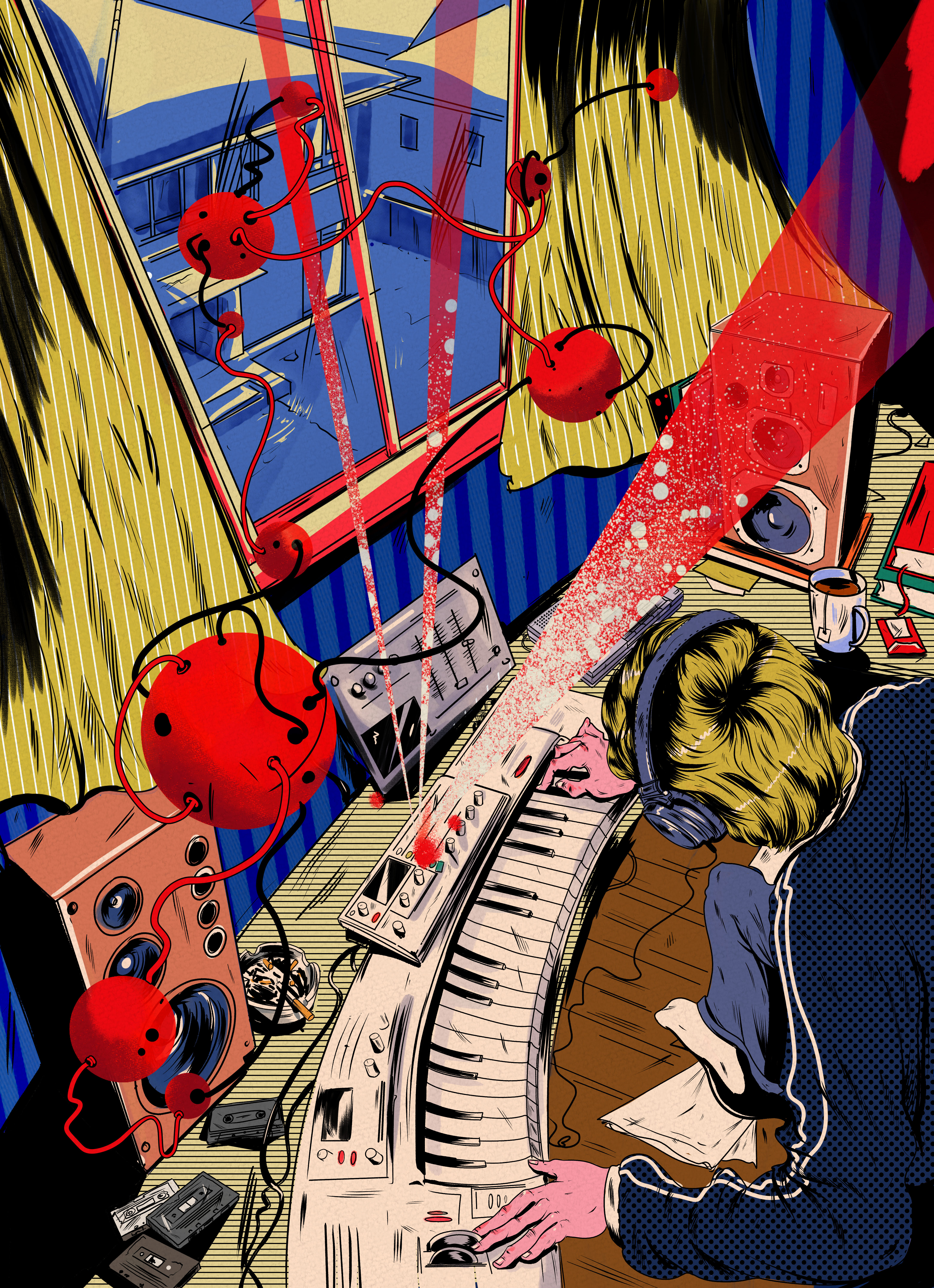 Illusration for Austyn Wohler's Theo's Day in The Southwest Review music Issue.